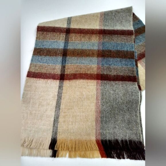 Wool Knit Long Fringe Winter Scarf Men's - Picture 8 of 11